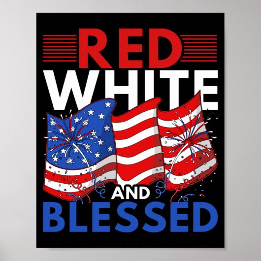 Rood Wit En Gezegend 4e Juli Patriottisch Verenigd Poster (Voorkant)
