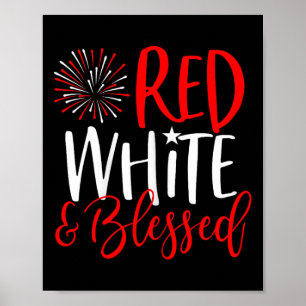 Rood wit en gezegend Shirt 4 juli Schattigee Patri Poster