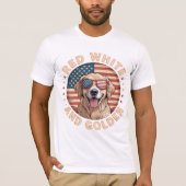 Rood wit en Golden Retriever hond patriottisch T-shirt (Voorkant)