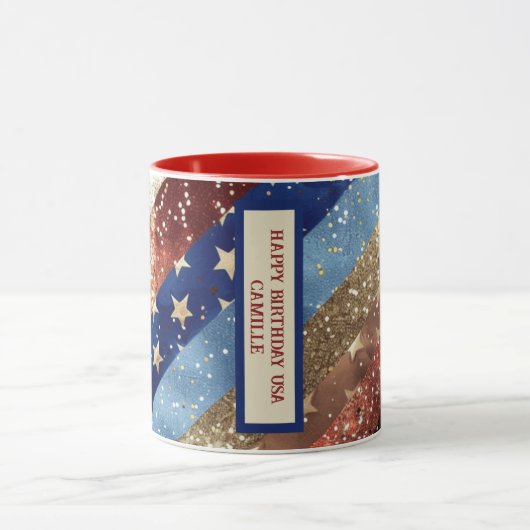 Rood Wit en Goud Americana Custom Mok (Midden)