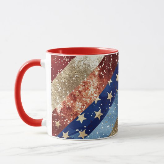 Rood Wit en Goud Americana Custome Beker Mok (Links)