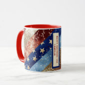 Rood Wit en Goud Americana Custome Beker Mok (Voorkant links)