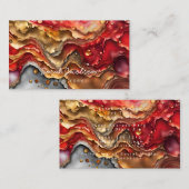 Rood wit en goud marmeren alcohol inkt visitekaartje (Voorkant / Achterkant)