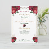 Rood, Wit en Goud Quinceañera Uitnodigingen (Staand voorkant)