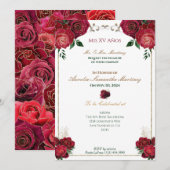 Rood, Wit en Goud Quinceañera Uitnodigingen (Voorkant / Achterkant)