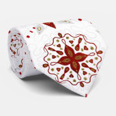 Rood, wit en gouden glitterige noordse patronen stropdas (Opgerold)