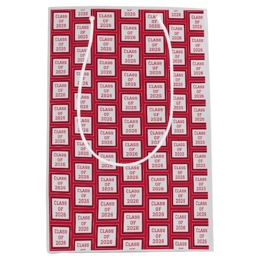 Rood Wit en Grijs Afstuderen 2026 Medium Cadeauzakje (Voorkant)