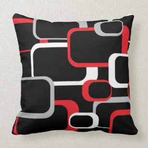Rood wit en grijs retro vierkantjes kussen