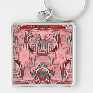 ~ Rood Wit en Grijs ~ Sleutelhanger