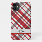 Rood, wit en grijs Tartan Aangepast Case-Mate iPhone Case (Achterkant)