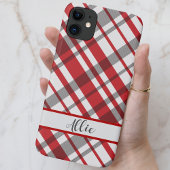 Rood, wit en grijs Tartan Aangepast Case-Mate iPhone Case