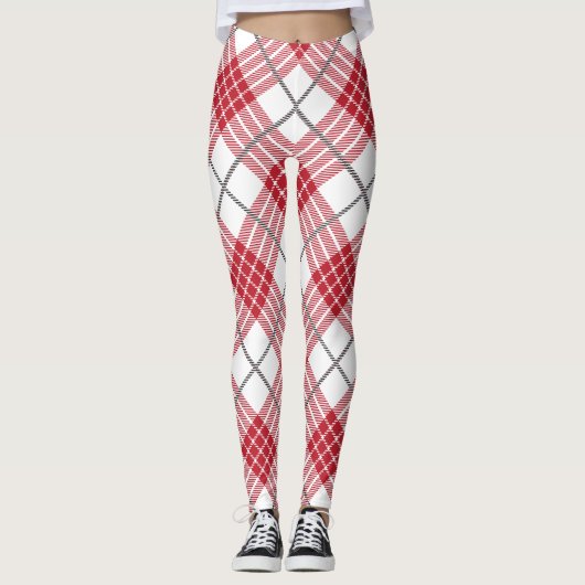 Rood wit en grijs vlakpatroon leggings (Voorkant)