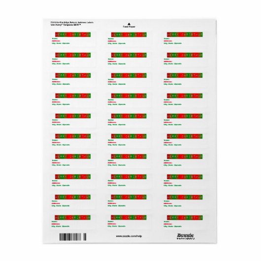 Rood, Wit en Groen Abstract Sneeuwvlokken Etiket (Full Sheet)