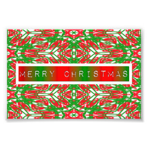 Rood, Wit en Groen Abstract Sneeuwvlokken Foto Afdruk