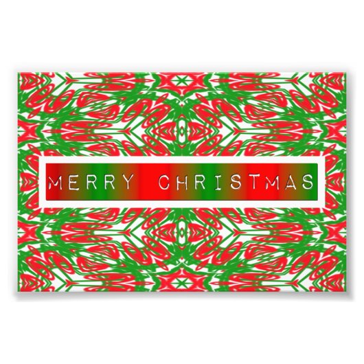 Rood, Wit en Groen Abstract Sneeuwvlokken Foto Afdruk (Voorkant)