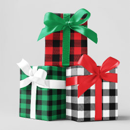 Rood Wit en Groen Chevron Buffalo Plaid Inpakpapier Vel