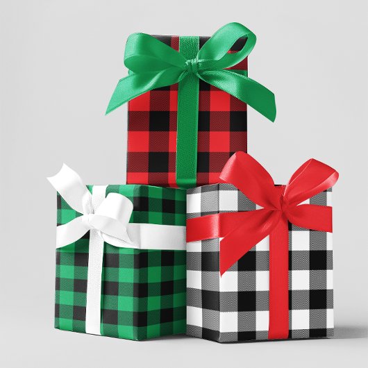 Rood Wit en Groen Chevron Buffalo Plaid Inpakpapier Vel
