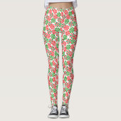 Rood wit en groen draaiend Snoep patroon Leggings (Voorkant)