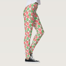 Rood wit en groen draaiend Snoep patroon Leggings