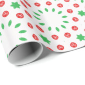 Rood, wit en groen gestempeld geometrisch cadeaupapier (Rol Hoek)