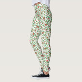 Rood, wit en groen hulst kerst gemêleerd leggings (Links)