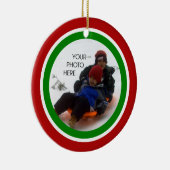 Rood, wit en groen kerstfeest keramisch ornament (Rechts)
