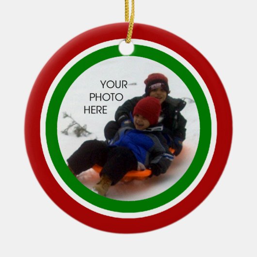 Rood, wit en groen kerstfeest keramisch ornament (Voorkant)