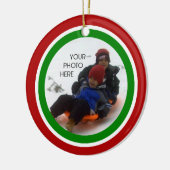 Rood, wit en groen kerstfeest keramisch ornament (Links)