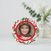 Rood wit en groen kerstfeest Lijst foto's Feestdagenkaart (Staand voorkant)