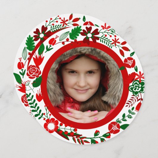 Rood wit en groen kerstfeest Lijst foto's Feestdagenkaart (Voorkant / Achterkant)