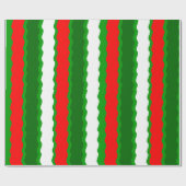 Rood wit en groen kerstgolven inpakpapier (Vlak)