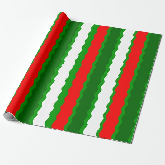 Rood wit en groen kerstgolven inpakpapier (Uitgerold)
