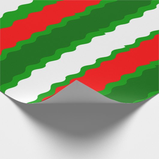 Rood wit en groen kerstgolven inpakpapier (Hoek)