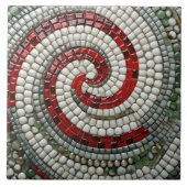 Rood Wit en Groen Kerstmis Spiraal Patroon Tegeltje (Voorkant)