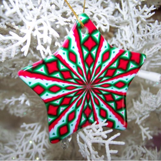 Rood wit en groen kerstSnoep Kaleidoscoop Keramisch Ornament