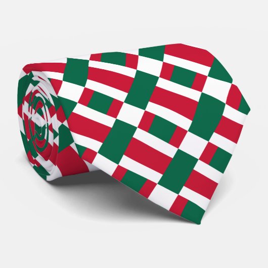 Rood wit en groen kleurenblok Afdrukken Stropdas (Opgerold)