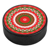 Rood, wit en groen Mandala Hockey Puck (3/4)