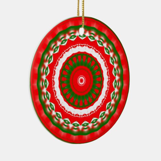 Rood, wit en groen Mandala Keramisch Ornament (Rechts)