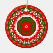 Rood, wit en groen Mandala Keramisch Ornament (Voorkant)