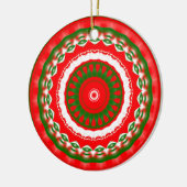 Rood, wit en groen Mandala Keramisch Ornament (Links)