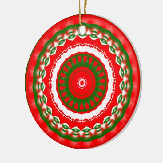 Rood, wit en groen Mandala Keramisch Ornament (Links)