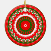 Rood, wit en groen Mandala Keramisch Ornament (Achterkant)