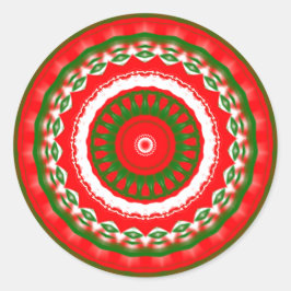 Rood, wit en groen Mandala Ronde Sticker