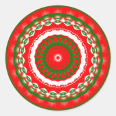 Rood, wit en groen Mandala Ronde Sticker (Voorkant)