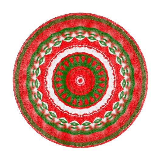 Rood, wit en groen Mandala Snijplank (Voorkant)