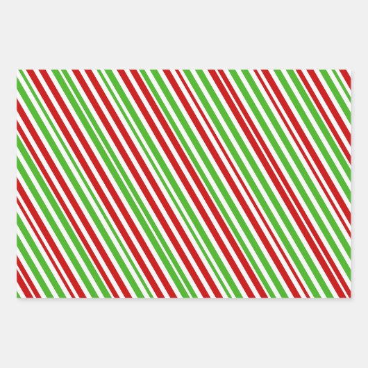 Rood, wit en groen met kerst omstreden strepen inpakpapier vel (Voorkant 3)