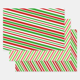 Rood, wit en groen met kerst omstreden strepen inpakpapier vel
