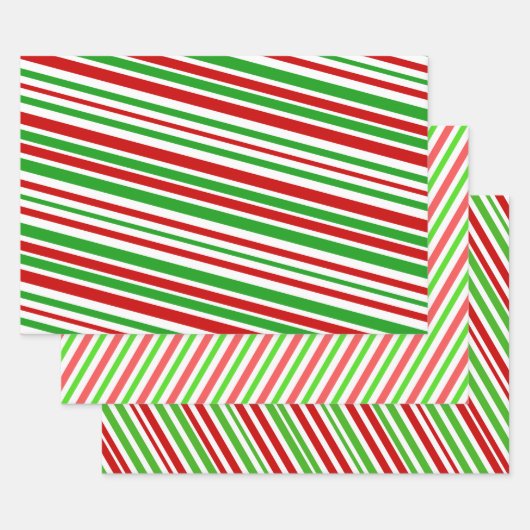 Rood, wit en groen met kerst omstreden strepen inpakpapier vel (Set)