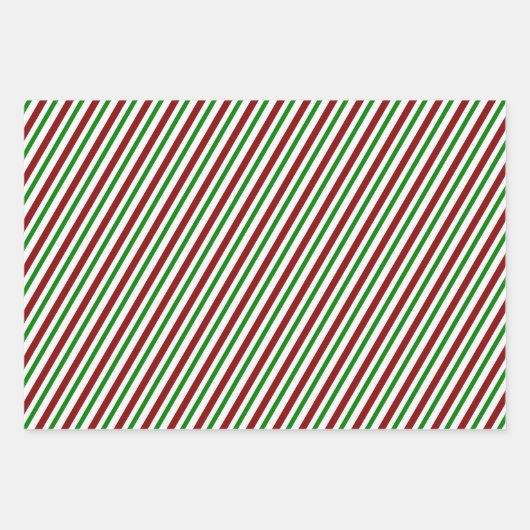 Rood, wit en groen met kerst omstreden strips/lijn inpakpapier vel (Voorkant)
