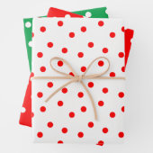 Rood wit en groen polka dot inpakpapier vel (In situ)
